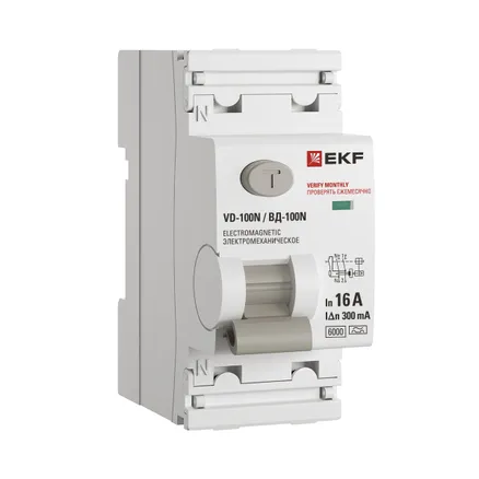ВДТ ВД-100N 2P 16А 300мА A эл-мех 6кА PROXIMA EKF (E1026MA16300)