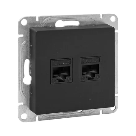 Механизм роз. RJ45 - 2шт, (cat5), чёрн. Эпика EKF (UP1-SOB-2RJ45-5)