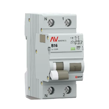АВДТ DVA-10 1P+N 16А х-ка B 30мА тип AС эл-мех. 10кА AVERES EKF (rcbo10-1pn-16B-30-ac-av)