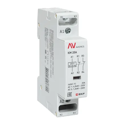 Контактор модульный КМ 20А 2NC 230В АС (1 мод.) AVERES EKF (km-av-1-20-02-230V)
