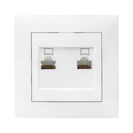 Валенсия розетка компьютерная RJ-45 2-местная белая EKF (EWK02-035-10)