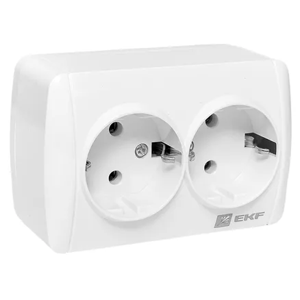 Владивосток Розетка 2-местная 16А с зазем. IP44 EKF (EQR16-129-30-54)