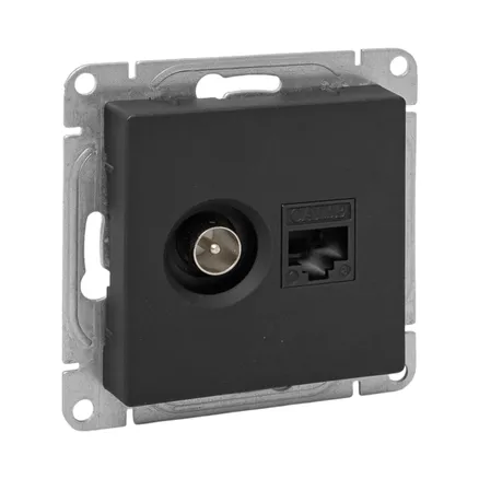 Механизм роз. TV+RJ45 (cat5), чёрн. Эпика EKF (UP1-SOB-TV+RJ)