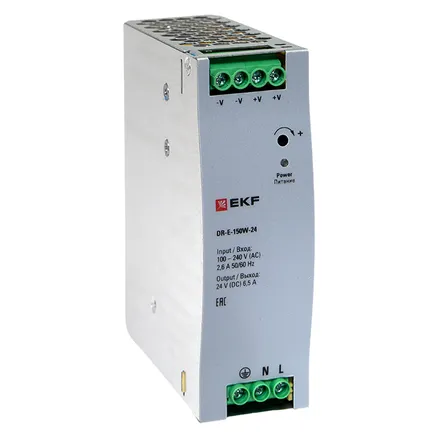 Блок питания на дин рейку 150 вт, 220 В AC /24 В DC (DR-E-150W-24)