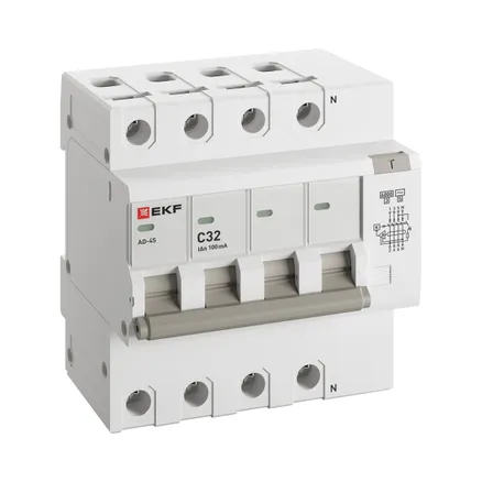 АВДТ АД-4 4P (S) 32А х-ка C 100мА тип АС эл. 6кА PROXIMA EKF (DA4-6-32-100S-pro)