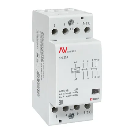Контактор модульный КМ 25А 4NO 24В АС (2 мод.) AVERES EKF (km-av-2-25-40-24V)