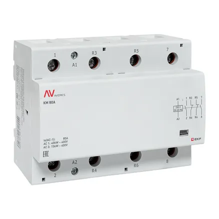Контактор модульный КМ 80А 2NO+2NC 230В АС (6 мод.) AVERES EKF (km-av-6-80-22-230V)