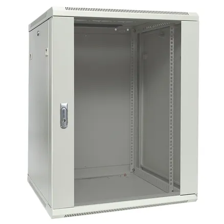 Шкаф настенный 19" TERACOM PRO 15U 600x600 мм дверь стеклянная с замком-ручкой серый (TRP-WLL-1566-40G)