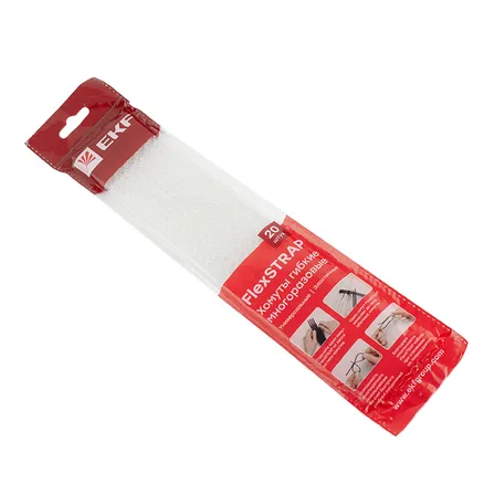 Хомут гибкий (20 шт.) белый FlexSTRAP EKF (plc-fs-wr)