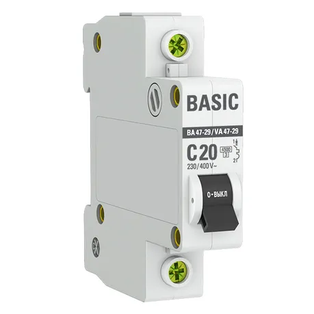 Автоматический выключатель 1P 20А (C) 4,5кА ВА 47-29 Basic