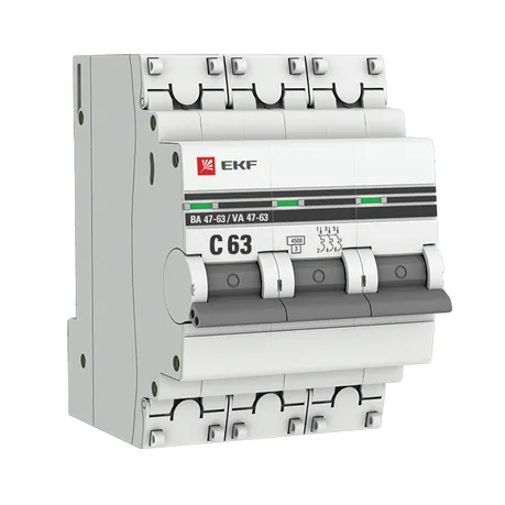 Автоматический выключатель 3P 63А (C) 4,5kA ВА 47-63 EKF PROxima