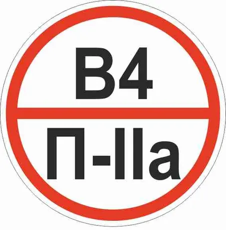 Знак пластик "Категории помещения по взрывопожарной и пожарной опасности В4 П-IIа" (200x200) ГОСТ 12.4.026-2015 EKF PROxima