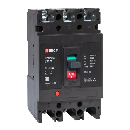 Автоматический выключатель LS125 18кА 3P 63А ProPact EKF
