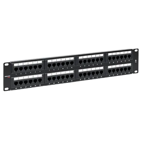 Патч-панель TERACOM PRO 19'' Cat.6 2U неэкранированная UTP 48 портов RJ-45 Dual IDC