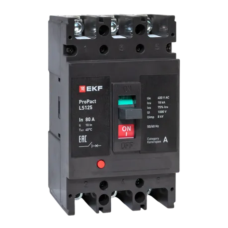 Автоматический выключатель LS125 18кА 3P 80А ProPact EKF