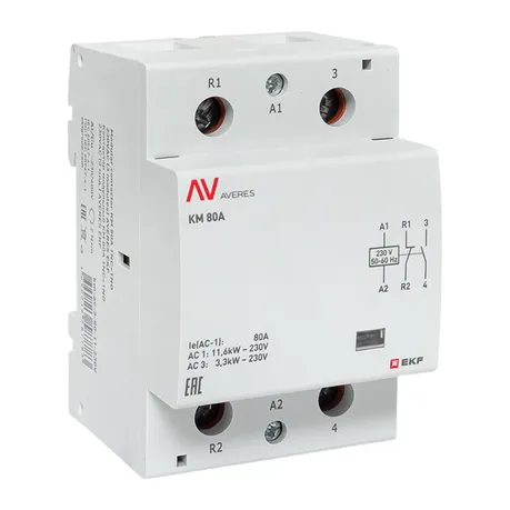 Контактор модульный КМ 80А 1NC+1NO 230VAC (3 мод.) AVERES EKF