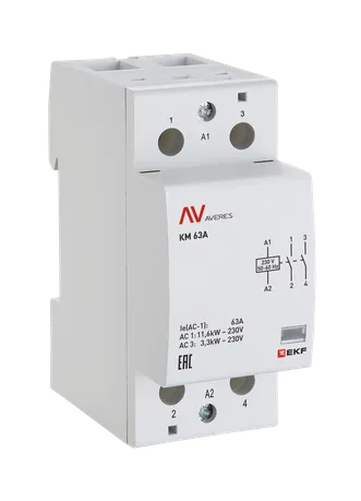 Контактор модульный КМ 63А 1NC+1NO 110VAC (2 мод.) AVERES EKF