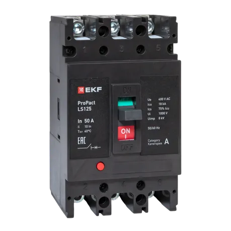 Автоматический выключатель LS125 18кА 3P 50А ProPact EKF