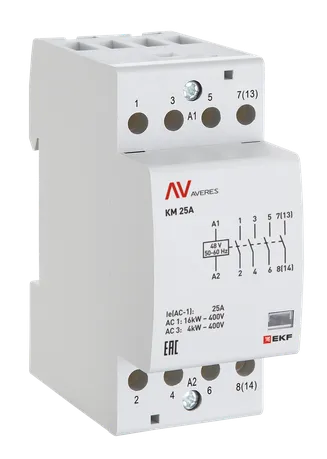 Контактор модульный КМ 40А 2NО 24VAC (2 мод.) AVERES EKF