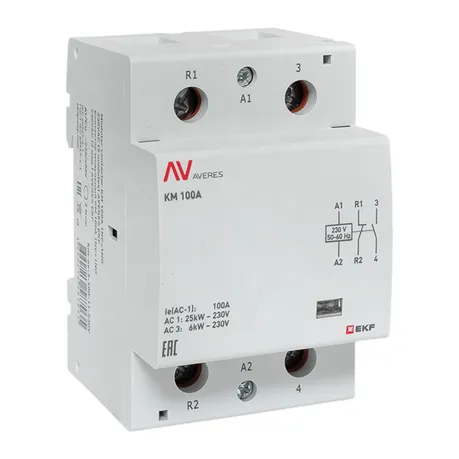 Контактор модульный КМ 100А 1NC+1NO 230VAC (3 мод.) AVERES EKF