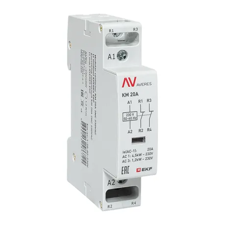 Контактор модульный КМ 20А 2NC 230VAC (1 мод.) AVERES EKF