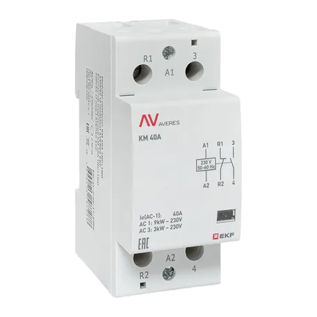 Контактор модульный КМ 40А 1NC+1NO 230VAC (2 мод.) AVERES EKF
