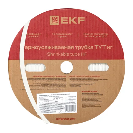 Термоусаживаемая трубка ТУТ нг 40/20 белая рулон EKF PROxima