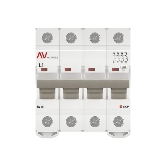 Выключатель автоматический AV-10 4P 1A (L) 10kA EKF AVERES