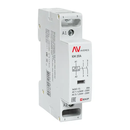 Контактор модульный КМ 20А 2NО 230VAC (1 мод.) AVERES EKF