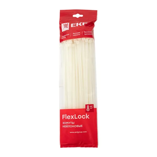 Хомут P6.6 стандартный (б), 4.8x300 (100шт) FlexLock EKF