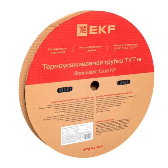 Термоусаживаемая трубка ТУТ нг 4/2 черная рулон EKF PROxima