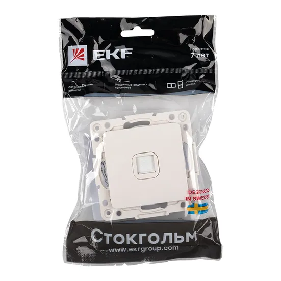 Стокгольм Механизм Розетки Phone 1-местной белый EKF PROxima