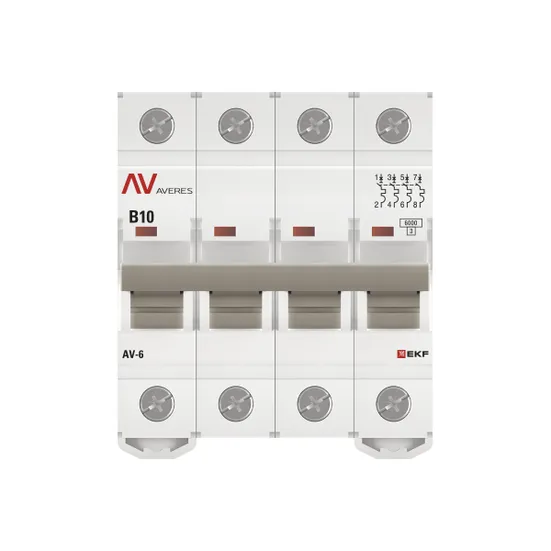 Выключатель автоматический AV-6 4P 10A (B) 6kA EKF AVERES