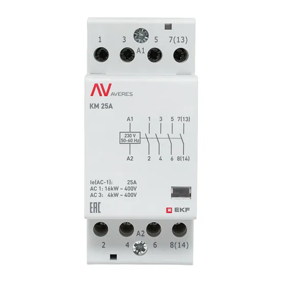 Контактор модульный КМ 25А 4NO 230VAC (2 мод.) AVERES EKF