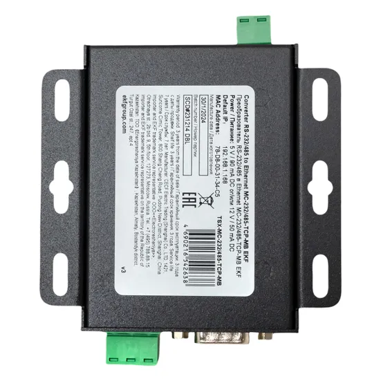 Преобразователь RS-232/485 в Ethernet, Modbus TCP/RTU/ASCII TSX EKF