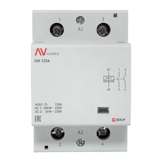 Контактор модульный КМ 125А 2NО 230VAC (3 мод.) AVERES EKF