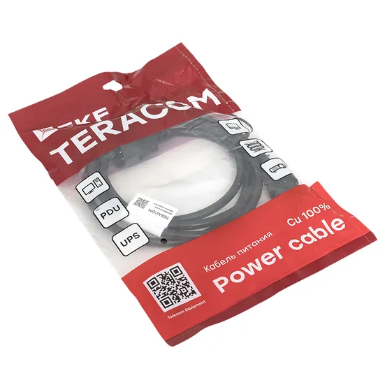 Кабель питания TERACOM для PDU IEC 60320 C13 - IEC 60320 C14 сечение 3x1,5мм2 250В 10A длина 2,0 метра