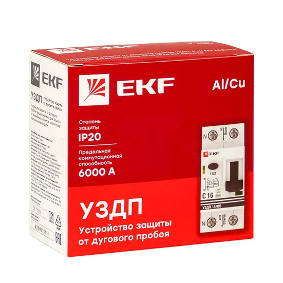 Устройство защиты от дугового пробоя (УЗДП) с автоматическим выключателем 1P+N 40А (C) 6кА EKF PROxima