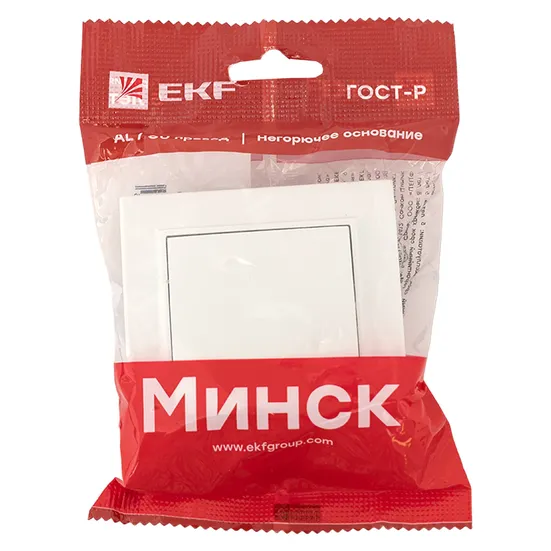 Минск Выключатель 1-клавишный СП с индикатором,10А, белый EKF Basic