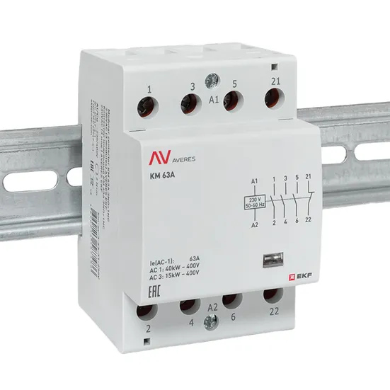 Контактор модульный КМ 63А 3NO+1NC 230VAC (3 мод.) AVERES EKF