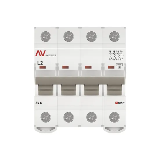 Выключатель автоматический AV-6 4P 2A (L) 6kA EKF AVERES