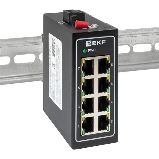 Промышленный неуправляемый коммутатор U-8T, 8 портов 10/100Base-T(X) RJ45, монтаж на динрейку TSX EKF