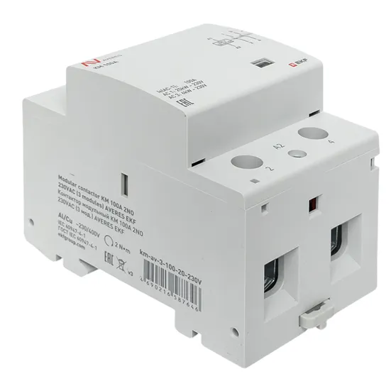 Контактор модульный КМ 100А 2NО 230VAC (3 мод.) AVERES EKF