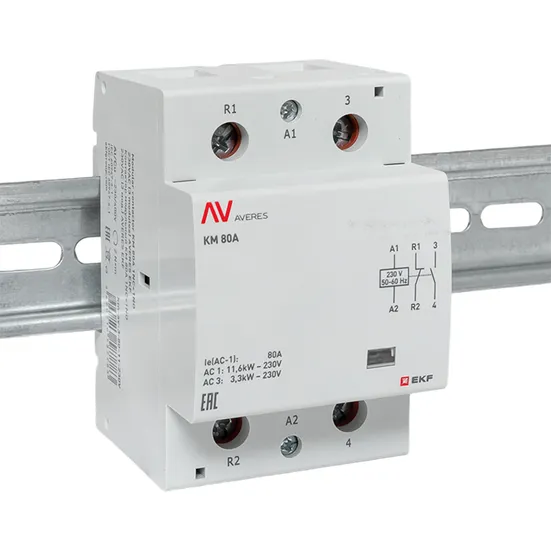 Контактор модульный КМ 80А 1NC+1NO 230VAC (3 мод.) AVERES EKF