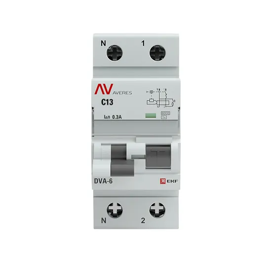 Дифференциальный автомат DVA-6 1P+N 13А (C) 300мА (AC) 6кА EKF AVERES