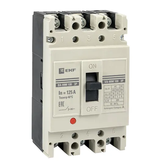 Выключатель автоматический ВА-99М 100/125А 3P 35кА с электромагнитным расцепителем EKF PROxima