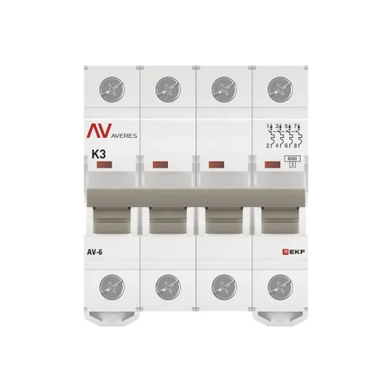 Выключатель автоматический AV-6 4P 3A (K) 6kA EKF AVERES