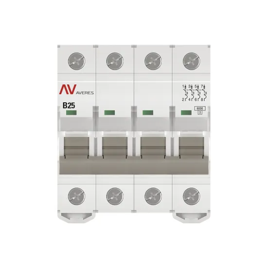 Выключатель автоматический AV-6 4P 25A (B) 6kA EKF AVERES