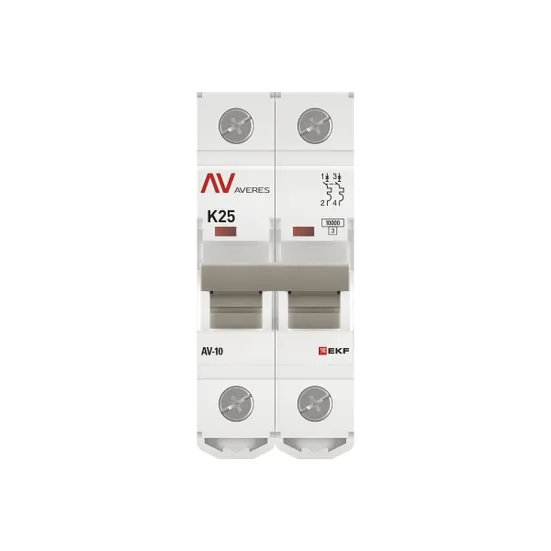 Выключатель автоматический AV-10 2P 25A (K) 10kA EKF AVERES