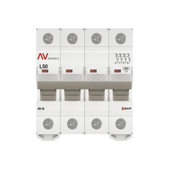 Выключатель автоматический AV-10 4P 50A (L) 10kA EKF AVERES